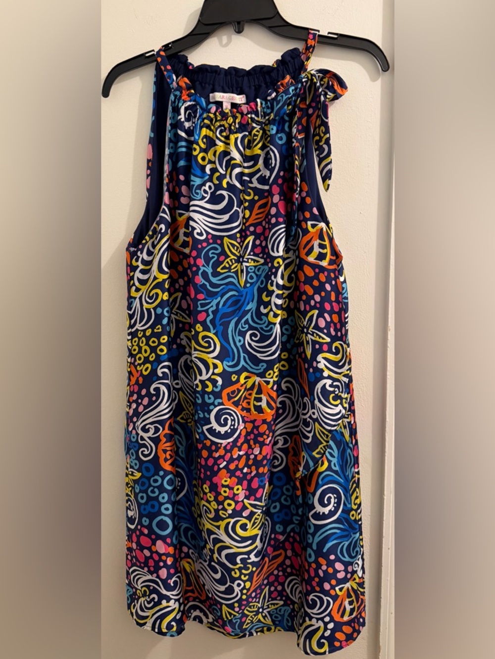 Barbara Gerwit Multicolor Tie-Side Shoulder Silky Dress